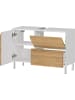 KADIMA DESIGN Waschbeckenunterschrank, Weiß-Eiche, 80x34x56 cm, Chromfüße, Stauraum