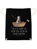 Mr. & Mrs. Panda Sportbeutel Pinguin Angelboot mit Spruch in Schwarz