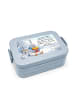Mr. & Mrs. Panda Lunchbox Taube Winter Pommes Design mit Spruch in Blau Pastell