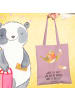 Mr. & Mrs. Panda Strandtasche Rotkehlchen Federn mit Spruch in Rosa Pastell