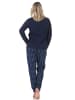 NORMANN Normann Damen Pyjama Schlafanzug langarm mit süßem Teddy - 88894 in navy