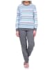 NORMANN Schlafanzug langarm Bündchen Pyjama Blockstreifen - 75626 in türkis