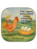 Mr. & Mrs. Panda Holzuntersetzer Huhn Stolz Design mit Spruch in Weiß