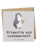 Mr. & Mrs. Panda Faltkarte Friseurin Leidenschaft mit Spruch in Grau Pastell