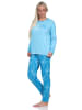 NORMANN Verspielte Pyjama lang Schlafanzug floralem Muster - 75114 in hellblau