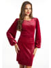 faina Damen Mini Langarmkleid in Weinrot