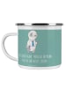 Mr. & Mrs. Panda Camping Emaille Tasse Bräutigam Heute mit Spruch in Meeresbrise