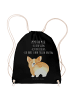 Mr. & Mrs. Panda Turnbeutel Corgi Po mit Spruch in Schwarz