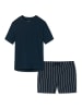 Schiesser Schlafanzug Cotton in Blau gestreift / Dunkelblau