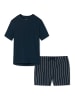 Schiesser Schlafanzug Organic Cotton in Blau gestreift / Dunkelblau