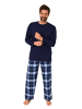 NORMANN Schlafanzug lang Pyjama FlanellHose Karo - 88248 in navy2
