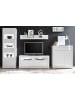 Furn.Design Wohnwand weiß Hochglanz, Stone Design grau 4-teilig, Schrankwand mit Soft-Close