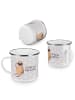 Mr. & Mrs. Panda Camping Emaille Tasse Faultier Vogel mit Spruch in Grau Pastell