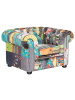 Beliani Sessel CHESTERFIELD in Bunt/Braun/Blau - (W) 108 x (H) 71 x (L) 95 cm