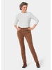 GOLDNER Kurzgröße:  Bi-elastische Hose, Veloursleder-Look in camel