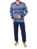 NORMANN Langarm Schlafanzug Pyjama Bündchen Streifen auch in Übergröße in blau