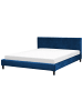 Beliani Doppelbett FITOU in Blau/Dunkler Holzfarbton - (W) 190 x (H) 87 x (L) 214 cm