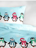 JACK 2 tlg. Biber Bettwäsche 135x200cm Pinguinfamilie in Hellblau