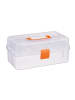 relaxdays Aufbewahrungsbox in Transparent/ Orange - (B)33 x (H)14 x (T)19,5 cm