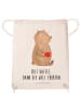 Mr. & Mrs. Panda Gym Bag Bär Kaffee mit Spruch in Creme