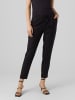 Vero Moda Legere Leinen Stoffhose Casual Schlupf Hose Ankle Pants in Schwarz