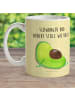 Mr. & Mrs. Panda Kaffeebecher Avocado Schwangerschaft mit Spruch in Gelb Pastell