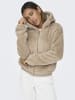 ONLY Jacke Teddyfell Kapuze Kurz Reißverschluss in Beige-2