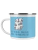 Mr. & Mrs. Panda Camping Emaille Tasse Braut Liebe mit Spruch in Sky Blue