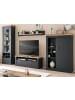 Furn.Design Wohnwand 4-teilig grau, Eiche Wotan, Landhaus, Kombination mit Soft-Close