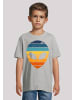 F4NT4STIC T-Shirt Alien Sonnenuntergang Retro in grau meliert