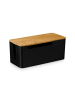 relaxdays Kabelbox in Schwarz/ Natur - (B)31 x (H)13 x (T)14 cm