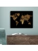 MuchoWow Leinwand bilder Weltkarte gold schwarz (BxH)