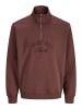 JACK & JONES Junior Sweatshirt mit halbem Reißverschluss in Deep Mahogany