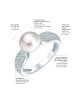 Valero Pearls Ring aus Sterling Silber mit Zirkonia Süßwasser-Zuchtperle in silber