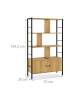 relaxdays Bücherregal in Natur/ Schwarz - (B)74 x (H)154,5 x (T)30 cm
