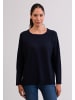 CASH-MERE.CH Rundhals Pullover mit Seitenschlitzen in Marine Blau