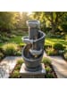ABRIHOME Gartenbrunnen in Grau mit LED Pumpe Kunststein für Garten Terrasse