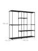 relaxdays Garderobe in Schwarz - (B)182 x (H)182 x (T)43 cm