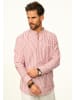 behype Langarmhemd - Gestreift im Regular-Fit mit Henley-Stehkragen in Rot