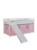 Homestyle4u Hochbett 90x200 mit Vorhang, Lattenrost und Rutsche in Weiß