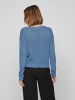 Vila Legerer Strickpullover Transparent Feinstrick Sweater in Blau-3