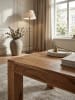 KADIMA DESIGN Rustikaler Couchtisch NAKO: Massivholz, quadratisch, pflegeleicht in Beige