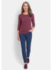 GOLDNER Halbarm Baumwollpullover mit Struktur in bordeaux