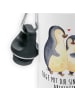 Mr. & Mrs. Panda Kindertrinkflasche Pinguin umarmen mit Spruch in Weiß