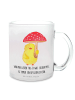 Mr. & Mrs. Panda Teetasse Glas Küken Fliegenpilz mit Spruch in Transparent