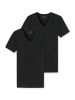 Schiesser T-Shirt 2er Pack in Schwarz