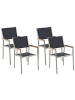 Beliani 4er-Set Gartenstuhl GROSSETO in Schwarz/Silber/Braun