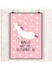 Mr. & Mrs. Panda Poster Einhorn Yoga mit Spruch in Rot Pastell