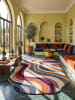 KADIMA DESIGN Wollteppich fussbodenheizung-geeignet EFFRA Wellen-Swirl retro in Multi