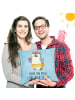 Mr. & Mrs. Panda Kuschelkissen Pinguin Kokosnuss mit Spruch in Eisblau